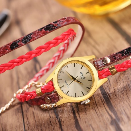 Hand-Woven Wrapped Bracelet Watch Ladies Quartz Casual Wrist Watches For Women