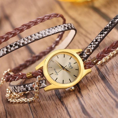 Hand-Woven Wrapped Bracelet Watch Ladies Quartz Casual Wrist Watches For Women