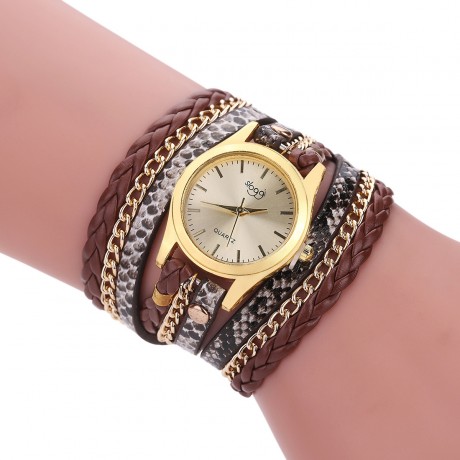 Hand-Woven Wrapped Bracelet Watch Ladies Quartz Casual Wrist Watches For Women