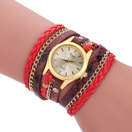 Hand-Woven Wrapped Bracelet Watch Ladies Quartz Casual Wrist Watches For Women