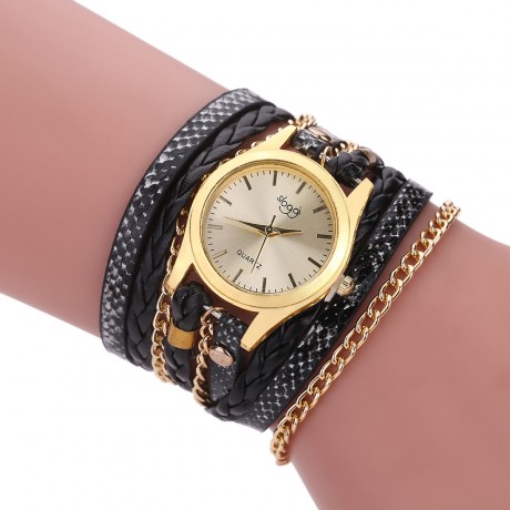 Hand-Woven Wrapped Bracelet Watch Ladies Quartz Casual Wrist Watches For Women