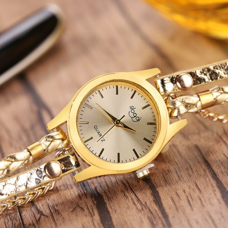 Hand-Woven Wrapped Bracelet Watch Ladies Quartz Casual Wrist Watches For Women