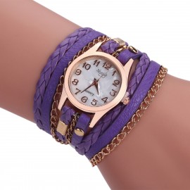 Ladies Vintage Hand-Woven Wrist Watch Quartz Multi Layer Wrapped Bracelet Watches For Women 