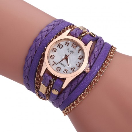 Ladies Vintage Hand-Woven Wrist Watch Quartz Multi Layer Wrapped Bracelet Watches For Women