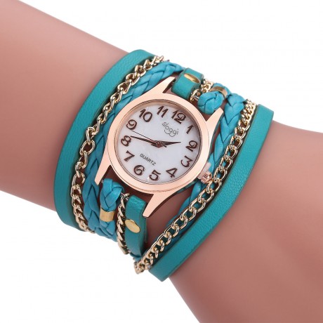 Ladies Vintage Hand-Woven Wrist Watch Quartz Multi Layer Wrapped Bracelet Watches For Women