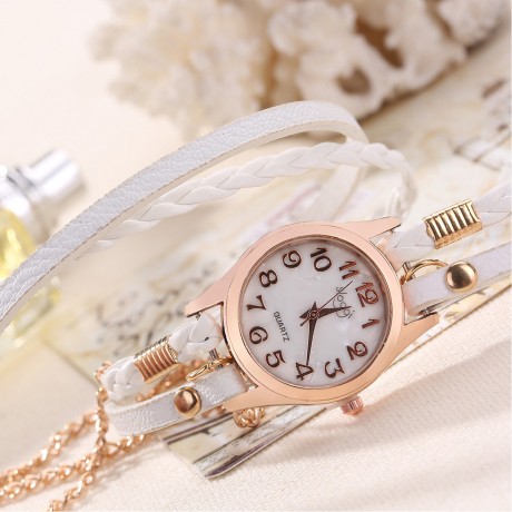 Ladies Vintage Hand-Woven Wrist Watch Quartz Multi Layer Wrapped Bracelet Watches For Women