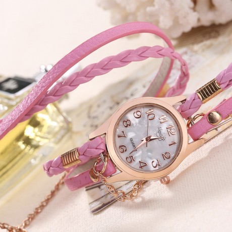 Ladies Vintage Hand-Woven Wrist Watch Quartz Multi Layer Wrapped Bracelet Watches For Women
