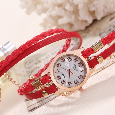 Ladies Vintage Hand-Woven Wrist Watch Quartz Multi Layer Wrapped Bracelet Watches For Women