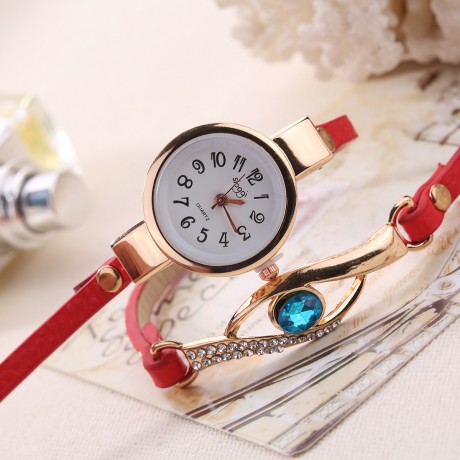 Ladies Fashion Leather Wrist Watch Peacock eye Wrapped Quartz Bracelet Watch For Women