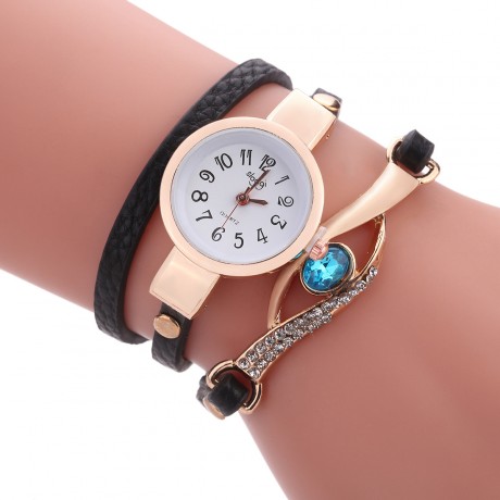 Ladies Fashion Leather Wrist Watch Peacock eye Wrapped Quartz Bracelet Watch For Women