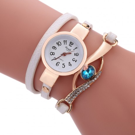 Ladies Fashion Leather Wrist Watch Peacock eye Wrapped Quartz Bracelet Watch For Women