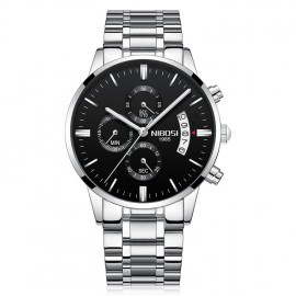 Solid Steel Belt Watch Waterproof Luminous Three Eye Six-Pin Quartz Watches For Men 
