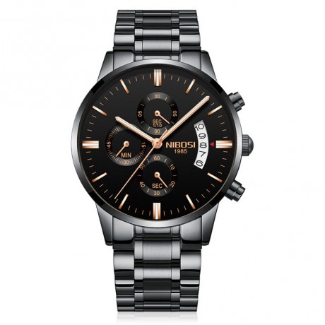 Solid Steel Belt Watch Waterproof Luminous Three Eye Six-Pin Quartz Watches For Men