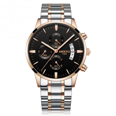 Solid Steel Belt Watch Waterproof Luminous Three Eye Six-Pin Quartz Watches For Men