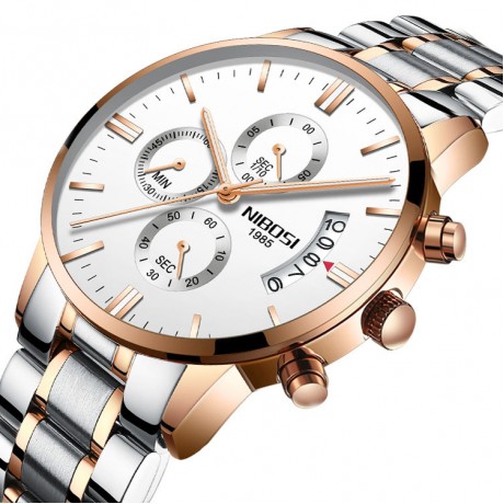 Solid Steel Belt Watch Waterproof Luminous Three Eye Six-Pin Quartz Watches For Men
