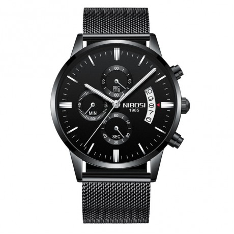 Solid Steel Belt Watch Waterproof Luminous Three Eye Six-Pin Quartz Watches For Men
