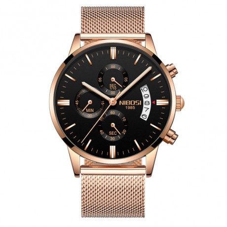Solid Steel Belt Watch Waterproof Luminous Three Eye Six-Pin Quartz Watches For Men