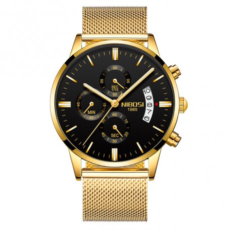 Solid Steel Belt Watch Waterproof Luminous Three Eye Six-Pin Quartz Watches For Men