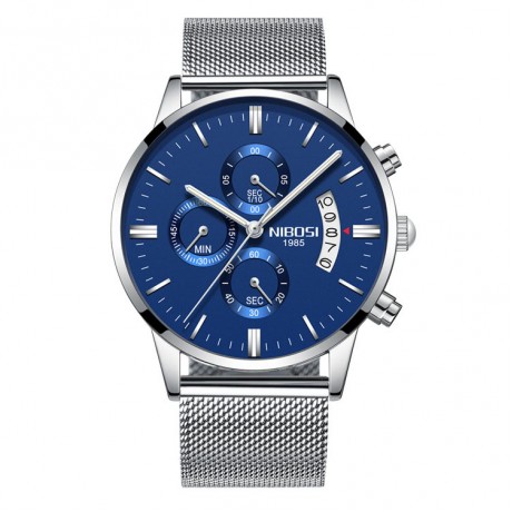 Solid Steel Belt Watch Waterproof Luminous Three Eye Six-Pin Quartz Watches For Men
