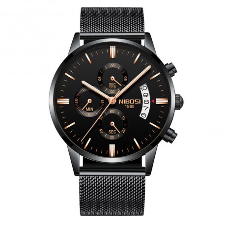 Solid Steel Belt Watch Waterproof Luminous Three Eye Six-Pin Quartz Watches For Men