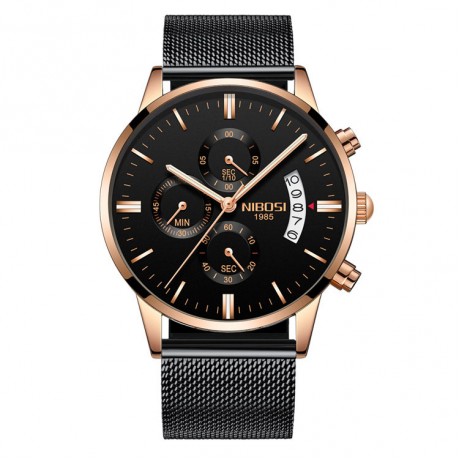 Solid Steel Belt Watch Waterproof Luminous Three Eye Six-Pin Quartz Watches For Men