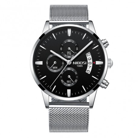 Solid Steel Belt Watch Waterproof Luminous Three Eye Six-Pin Quartz Watches For Men