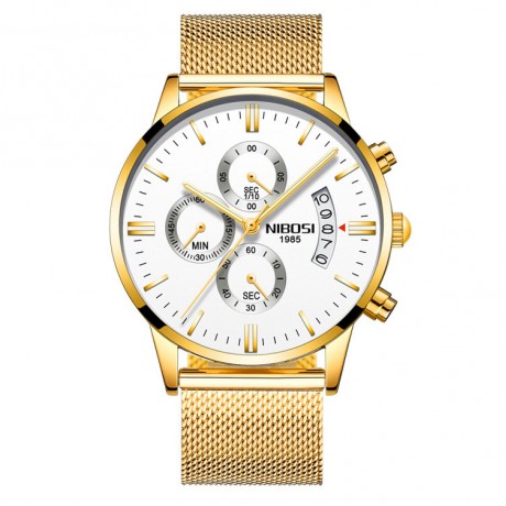 Solid Steel Belt Watch Waterproof Luminous Three Eye Six-Pin Quartz Watches For Men