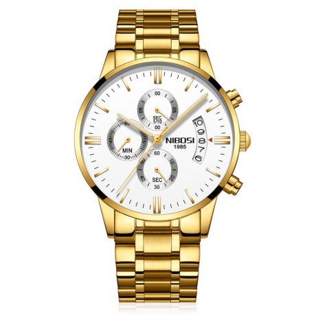 Solid Steel Belt Watch Waterproof Luminous Three Eye Six-Pin Quartz Watches For Men