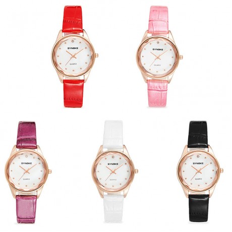 Women's Fashion Quartz Watch Casual Leather Band Waterproof Wrist Watch For Girls