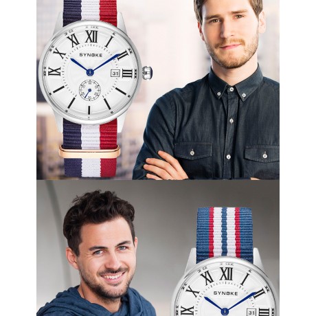 Men's Unique Nylon Quartz Watch Simple Casual Waterproof Wrist Watches For Boys