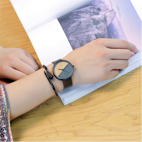Women Watches Wood Leather Band Luxury Quartz Watches Girls Ladies Wristwatch 