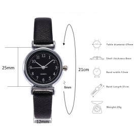 Women's Metal Casual Round Dial Quartz Analog Wrist Watch with Leather Band 