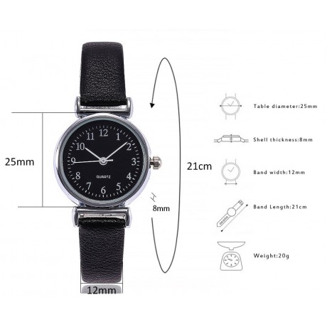 Women's Metal Casual Round Dial Quartz Analog Wrist Watch with Leather Band