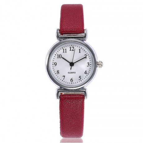 Women's Metal Casual Round Dial Quartz Analog Wrist Watch with Leather Band