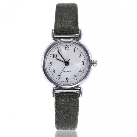 Women's Metal Casual Round Dial Quartz Analog Wrist Watch with Leather Band