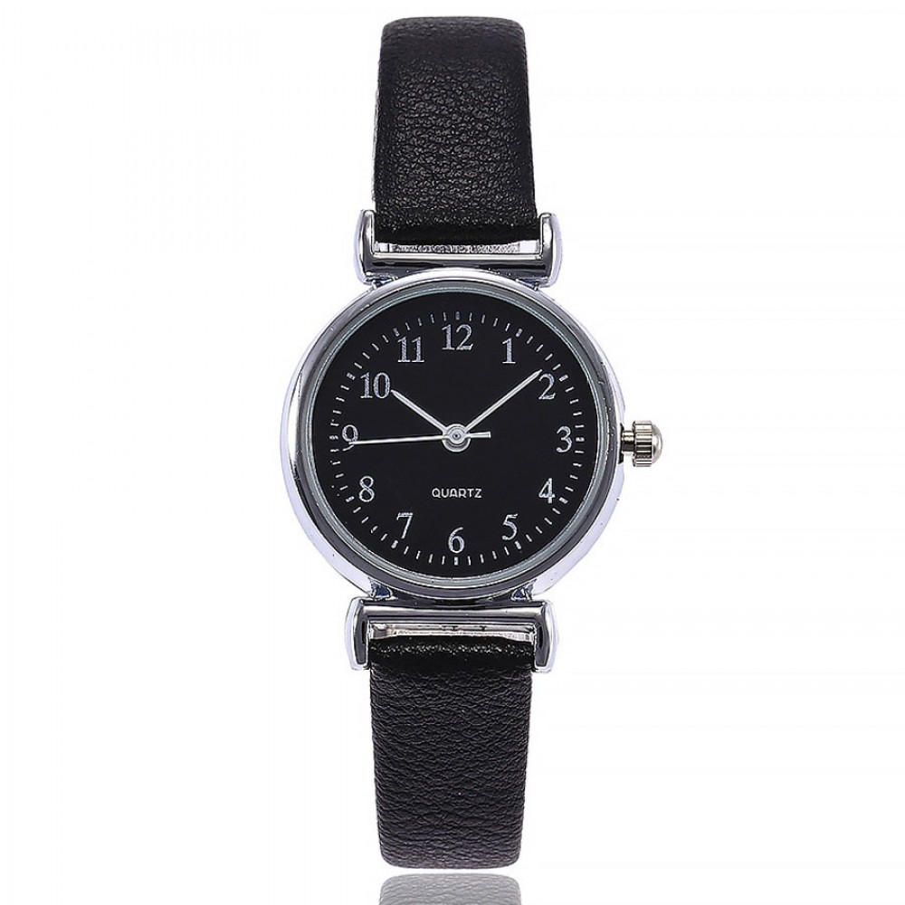 Women's Metal Casual Round Dial Quartz Analog Wrist Watch with Leather Band