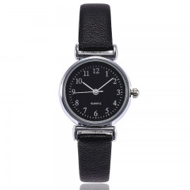Women's Metal Casual Round Dial Quartz Analog Wrist Watch with Leather Band
