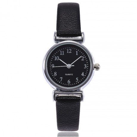 Women's Metal Casual Round Dial Quartz Analog Wrist Watch with Leather Band