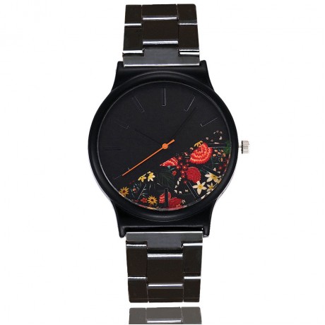 Fashion Watches Floral Printing Women Wrist Watch with Alloy Band for Women