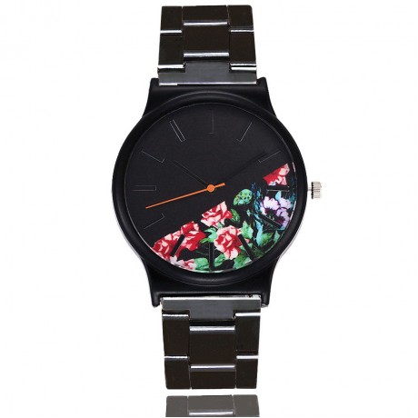 Fashion Watches Floral Printing Women Wrist Watch with Alloy Band for Women