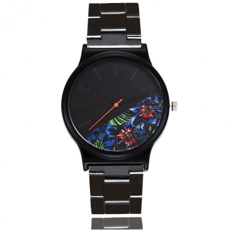 Fashion Watches Floral Printing Women Wrist Watch with Alloy Band for Women