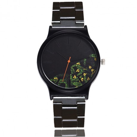 Fashion Watches Floral Printing Women Wrist Watch with Alloy Band for Women