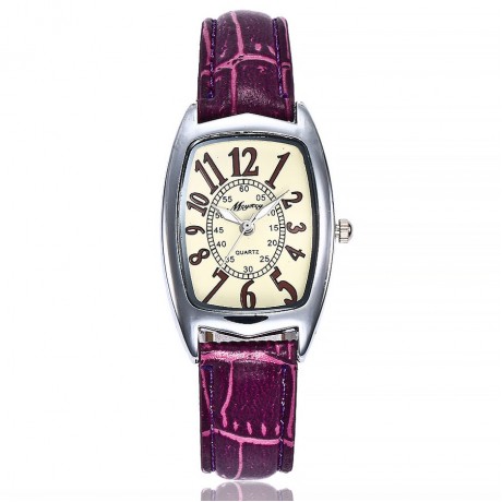 Women Watches Alloy Casual Watch Square Dial Quartz Analog Wrist Watch with Leather Band
