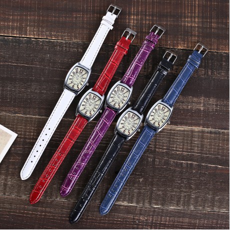 Women Watches Alloy Casual Watch Square Dial Quartz Analog Wrist Watch with Leather Band