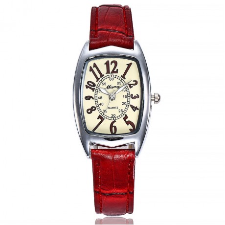 Women Watches Alloy Casual Watch Square Dial Quartz Analog Wrist Watch with Leather Band