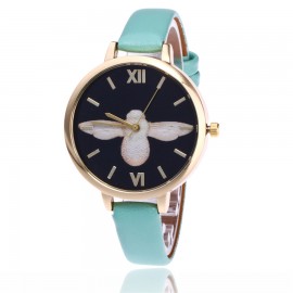 Women's Watches Fashion Printing Bird Pattern Quartz Watch with Artificial Leather Band 