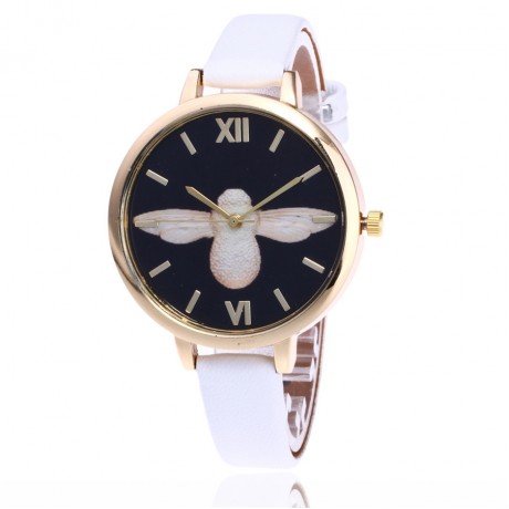 Women's Watches Fashion Printing Bird Pattern Quartz Watch with Artificial Leather Band