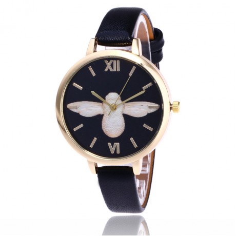 Women's Watches Fashion Printing Bird Pattern Quartz Watch with Artificial Leather Band