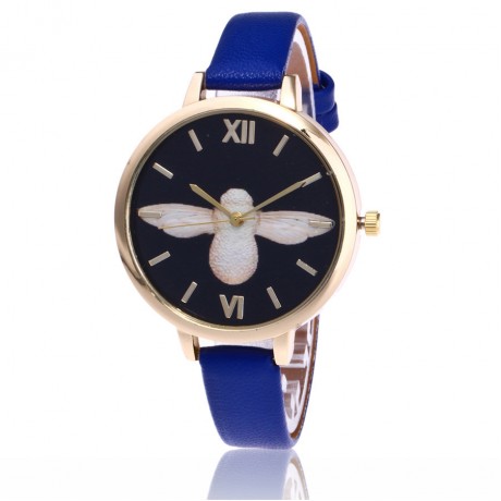 Women's Watches Fashion Printing Bird Pattern Quartz Watch with Artificial Leather Band