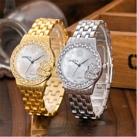 Womens Ladies Casual Watches Rhinestones Butterfly Bow Tie Quartz Watch